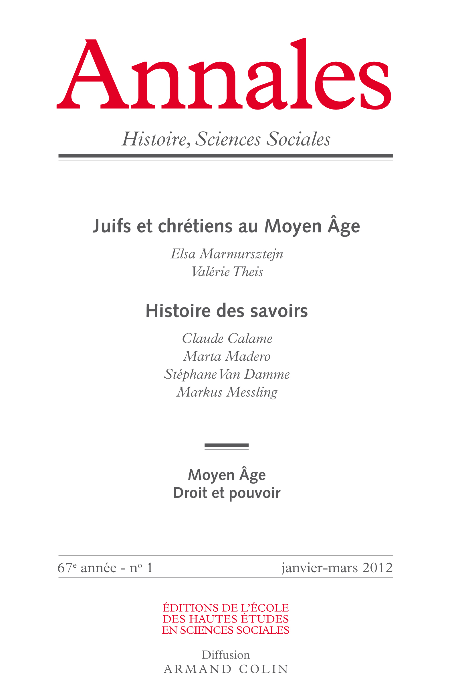 Annales. Histoire, Sciences Sociales, n°1-2012