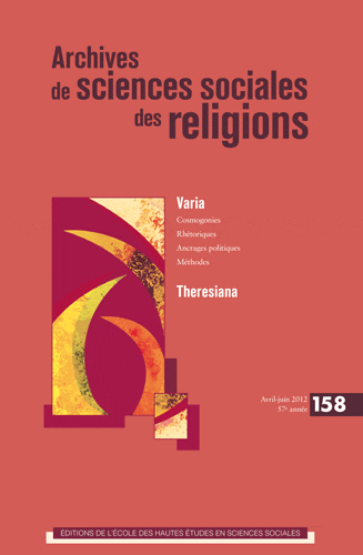 Archives de sciences sociales des religions, n° 158